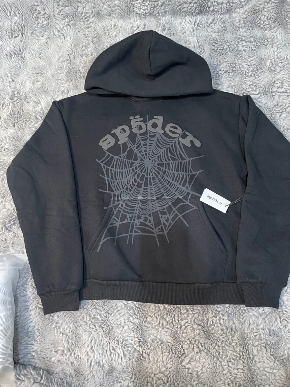 apšdert Men’s Black Graphic Hoodie with Spider Web Print